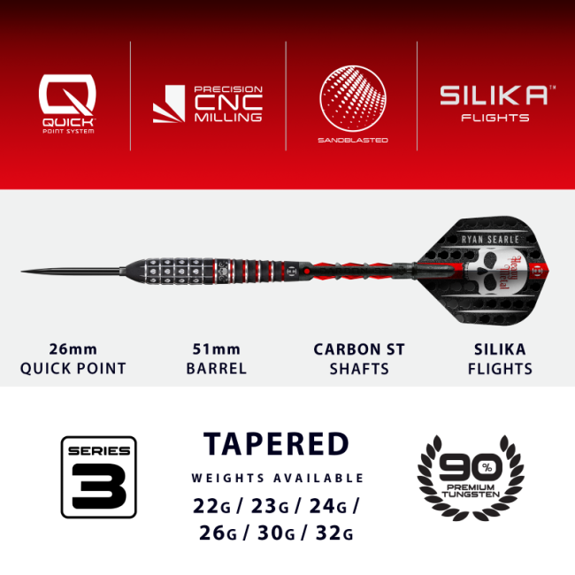 Harrows RYAN SEARLE Series 3 QUICK Point Steeldart-Set 32 Gramm